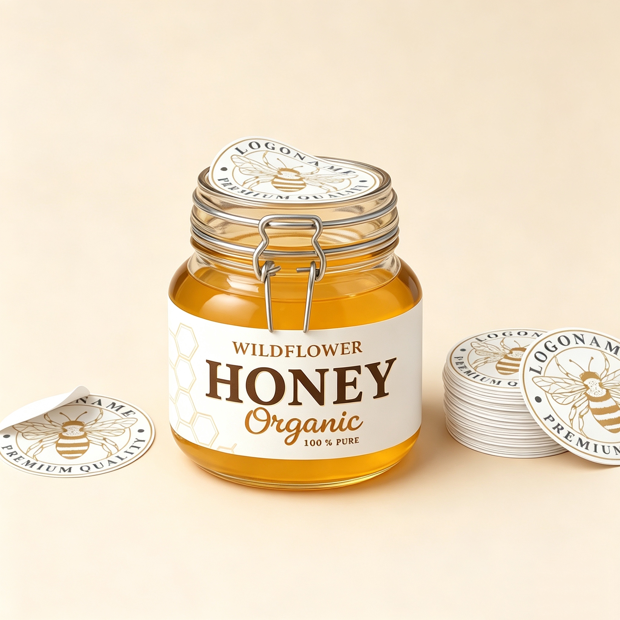 Custom Kraft Labels for Honey Pot